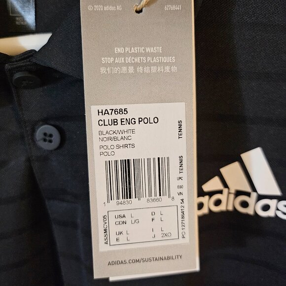 Adidas Men's Primegreen Striped Polo Shirt - Size L - Picture 6 of 6